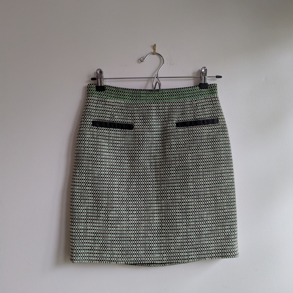 Proenza Schouler Green and White Pencil Mini Skirt